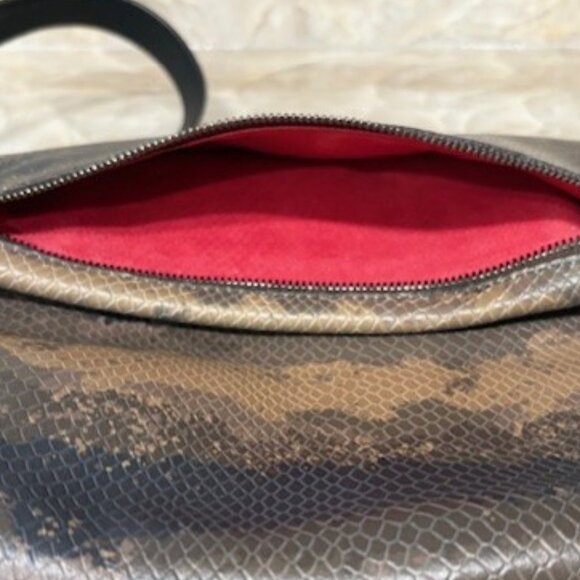 HAMMITT VIP Medium Java Snake Crossbody Clutch Bag Purse Brown Leather GUC - Picture 9 of 14